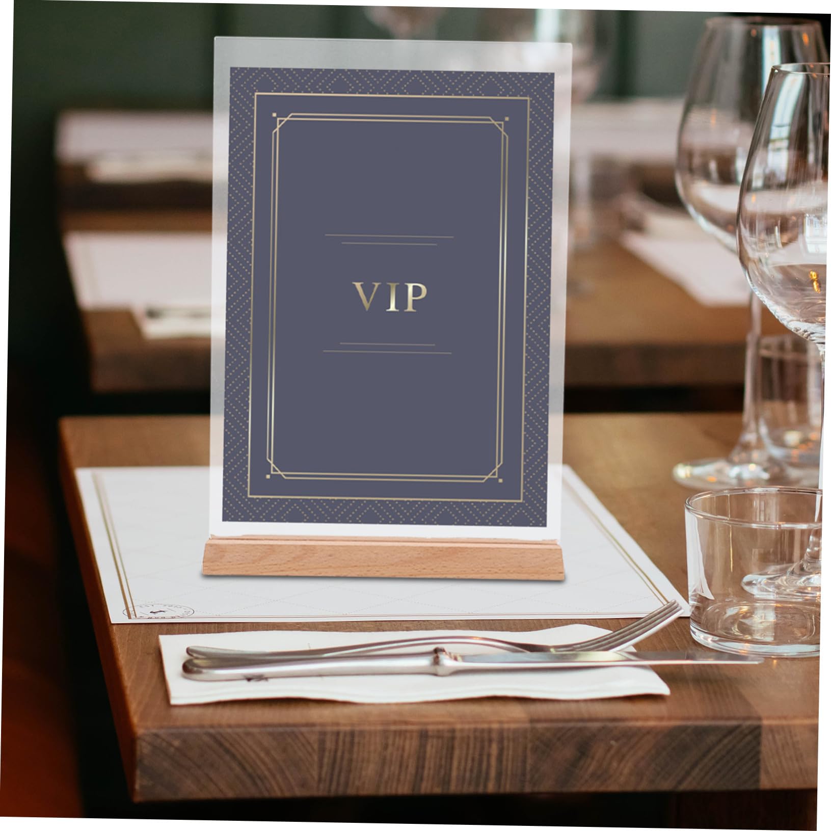 NUOBESTY 2 Szt. Przezroczysty Akrylowy Stojak Tabliczki z Podstawką z Drewna Dwustronny Wyświetlacz Menu Czytelny Stojak Biurko Do Biur Restauracji i Targów