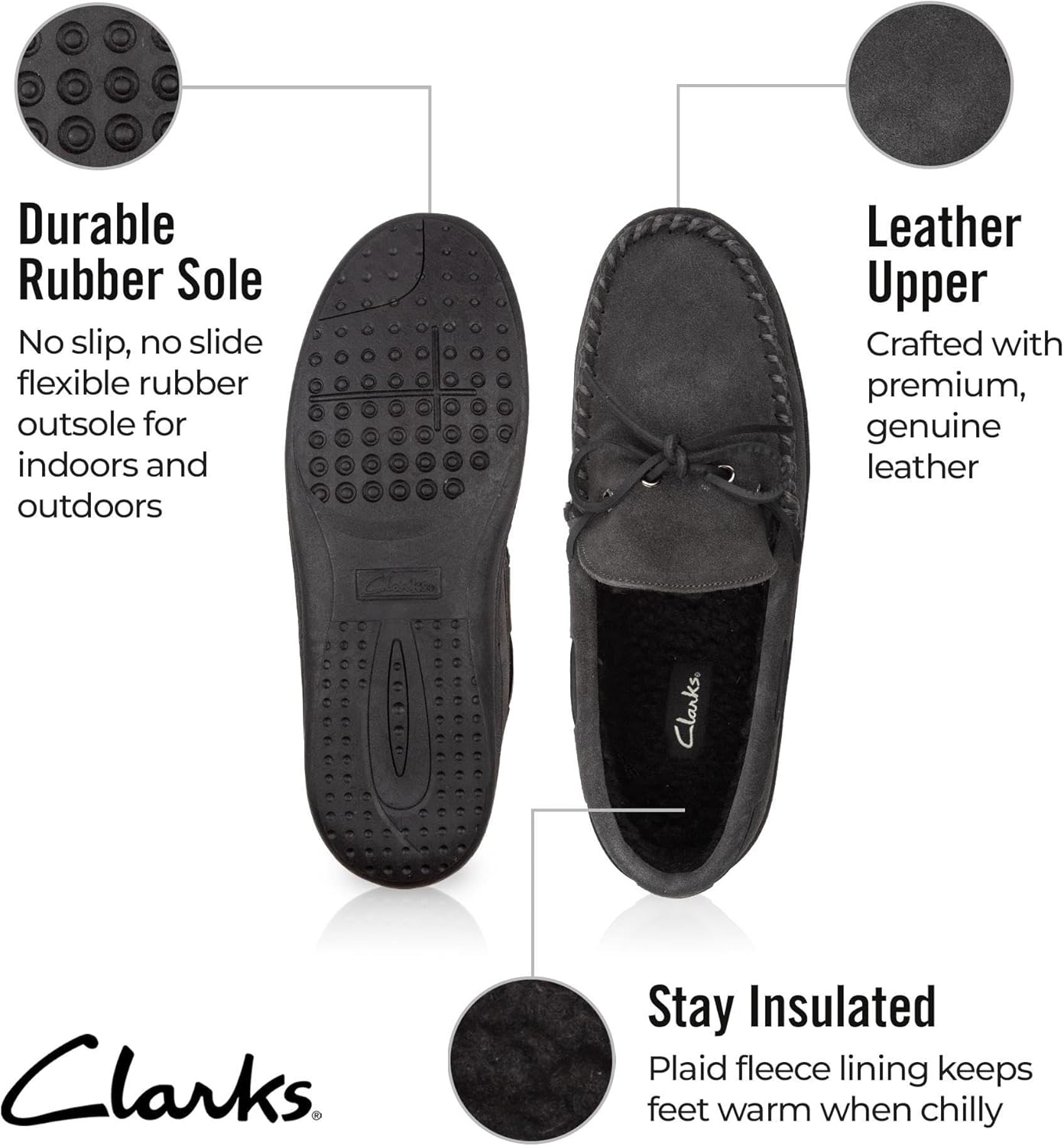 Clarks Men's, Moc Slipper GRAY 11 M - Image 3