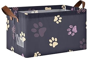 Shelf Basket: Cat Paw Print Purple White Foldable Storage Bin