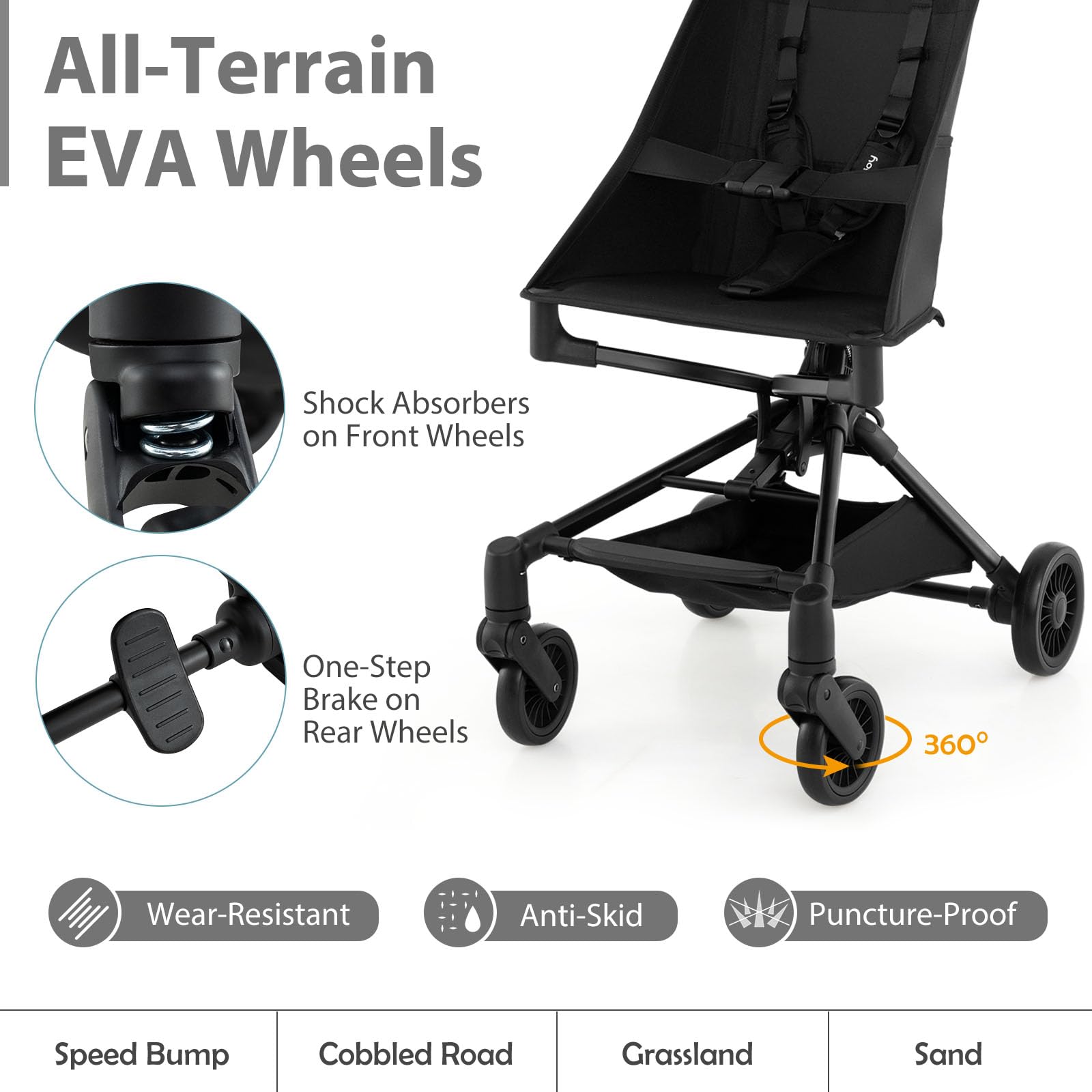 LIFEZEAL Silla de Paseo Ligera, Silla de Paseo para Bebé a Partir de 6 Meses, Cochecito de Viaje Plegable con Cesta Portaobjetos, Capota Extraíble y Ajustable, Hasta 15 KG
