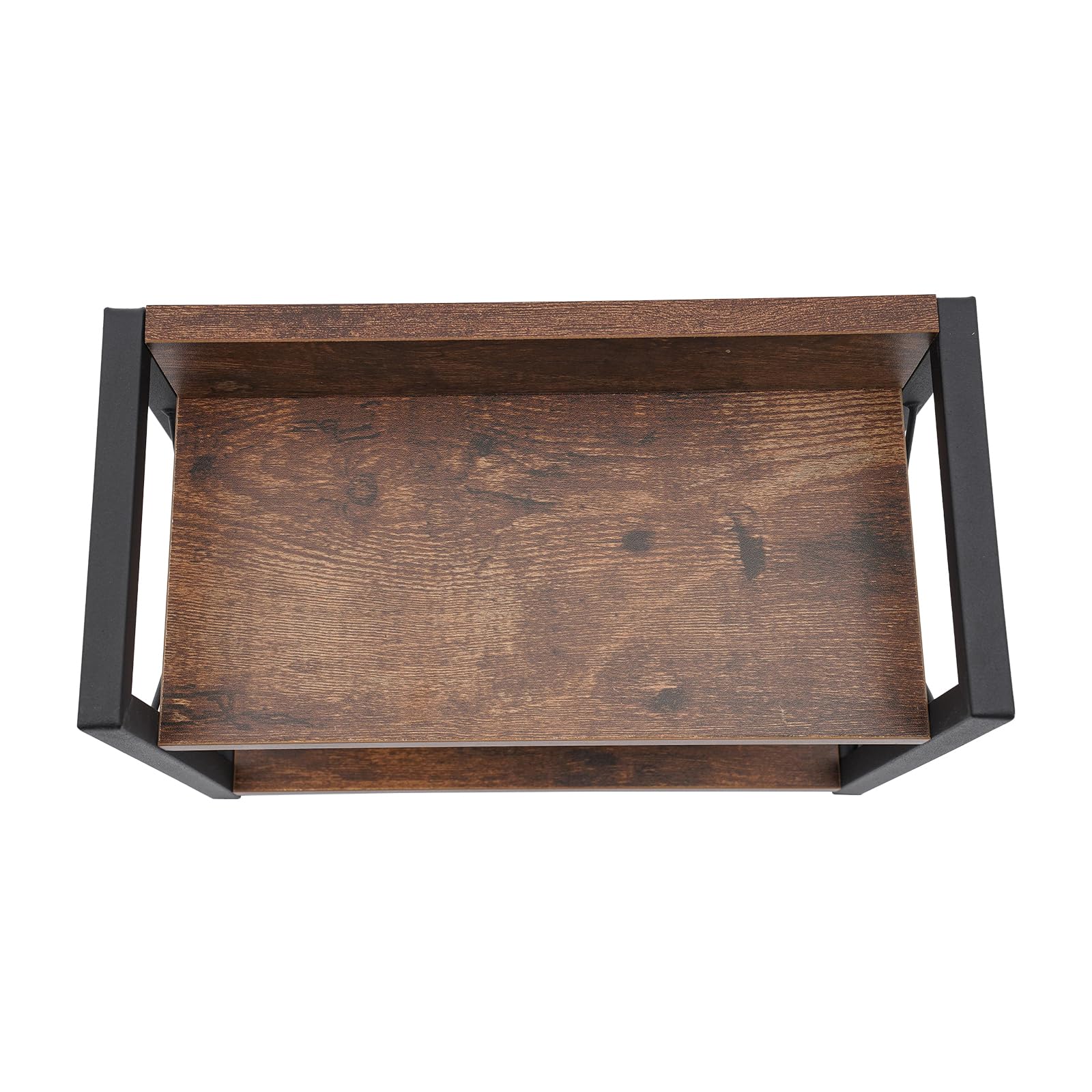 Gewürzregal, Küchenregal Stehend aus MDF und Eisen, 2 Etagen Gewürzständer für Arbeitsplatte, Stabiler Küchen Organizer mit 30kg Belastbarkeit, Rutschfest, Braun, 30x15,75x26,42cm