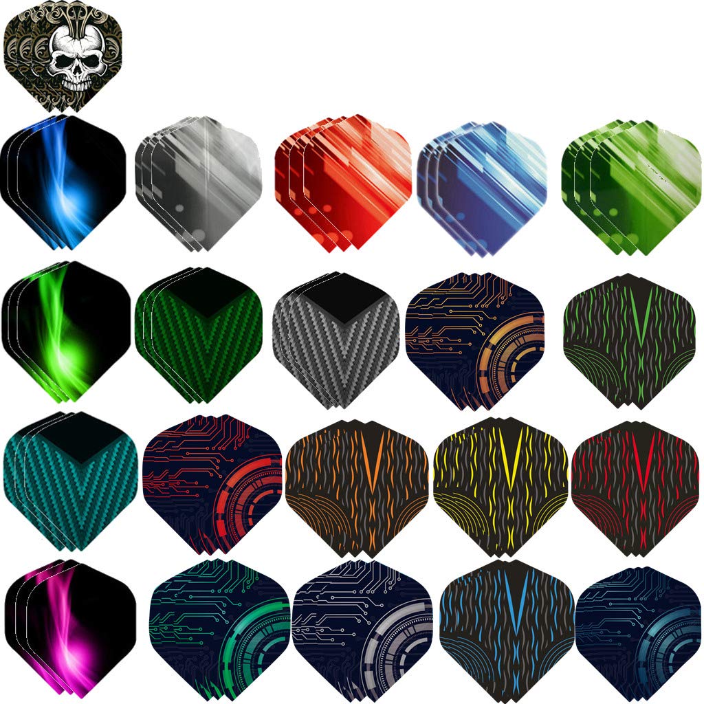 Lot De 60 Ailettes De Fléchettes Fines Haosell - Multicolores Pour Fléchettes Souples Et Acier - 20 Motifs Différents