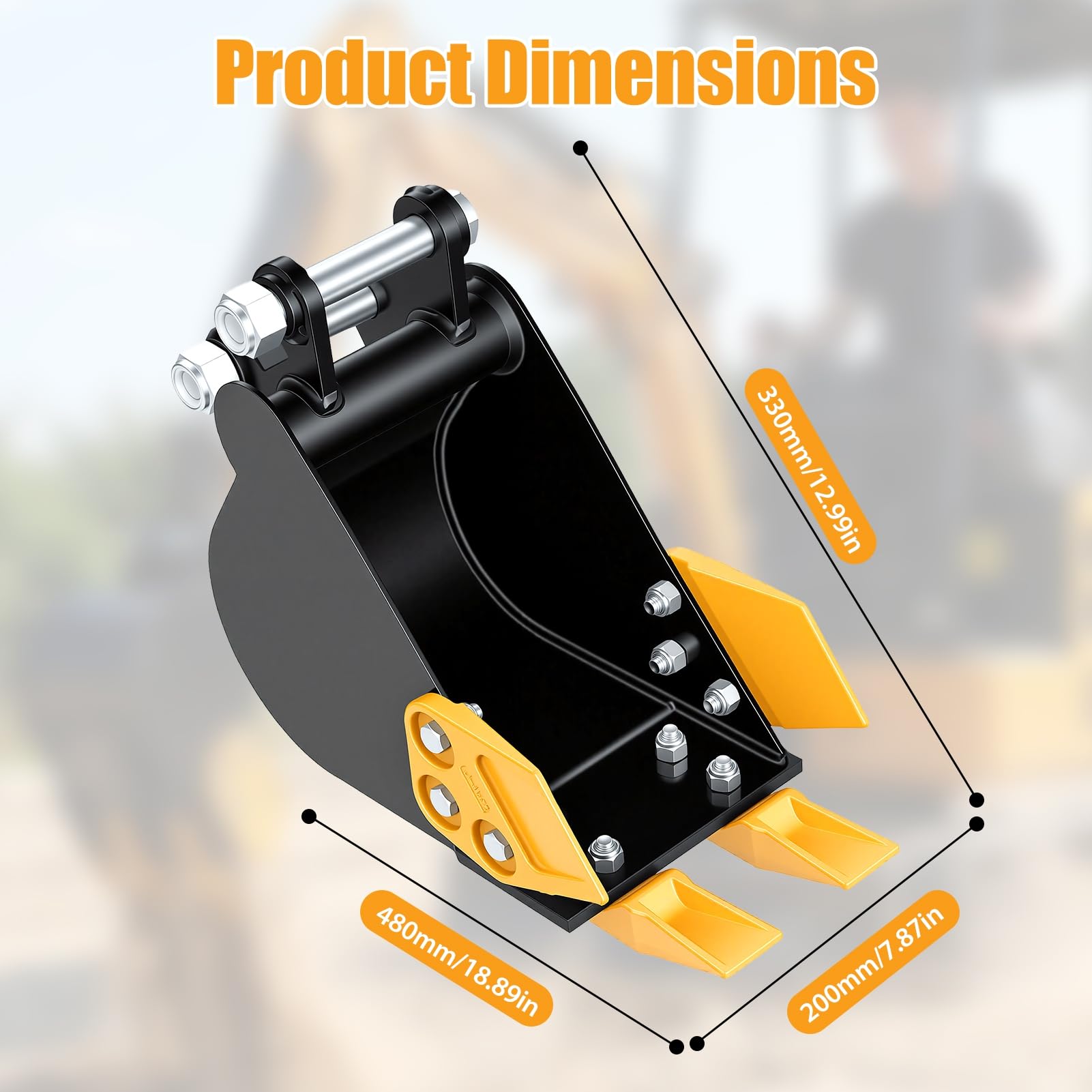 Universeller Baggerlöffel Für Mini Bagger – 90 Mm Aufnahme, 25 Mm Bohrung – Passgenau Für Rohrleitungsbau & Grabenaushub Schwarz