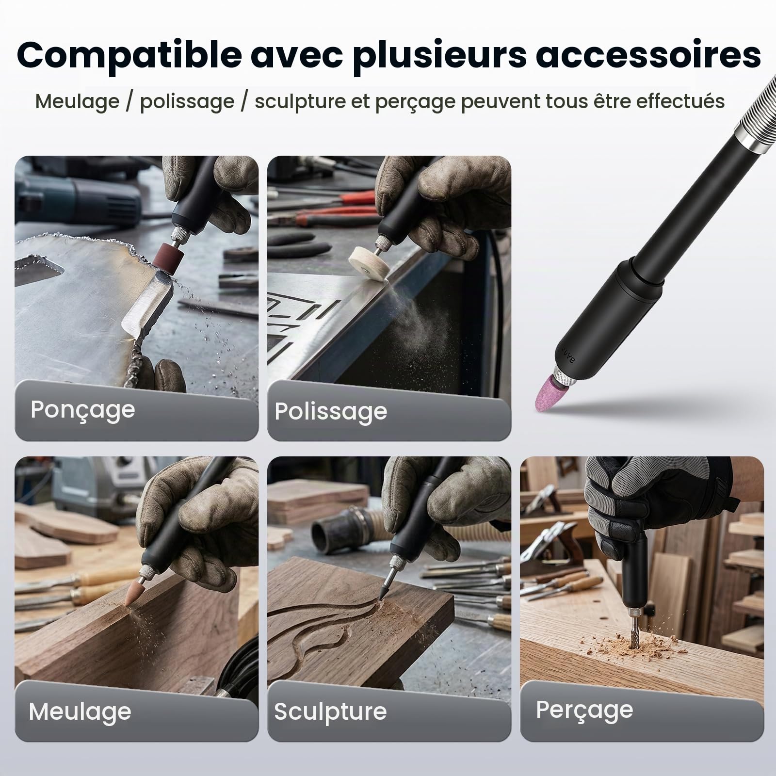 Yofuly Touret à Meuler 120W avec Vitesse Variable, Meuleuse d’Établi 11500 Tr/min, Disque de Meulage et de Polissage 75 mm, Mini Machine à Polir pour Métal, Bois, Bijoux et Aiguisage