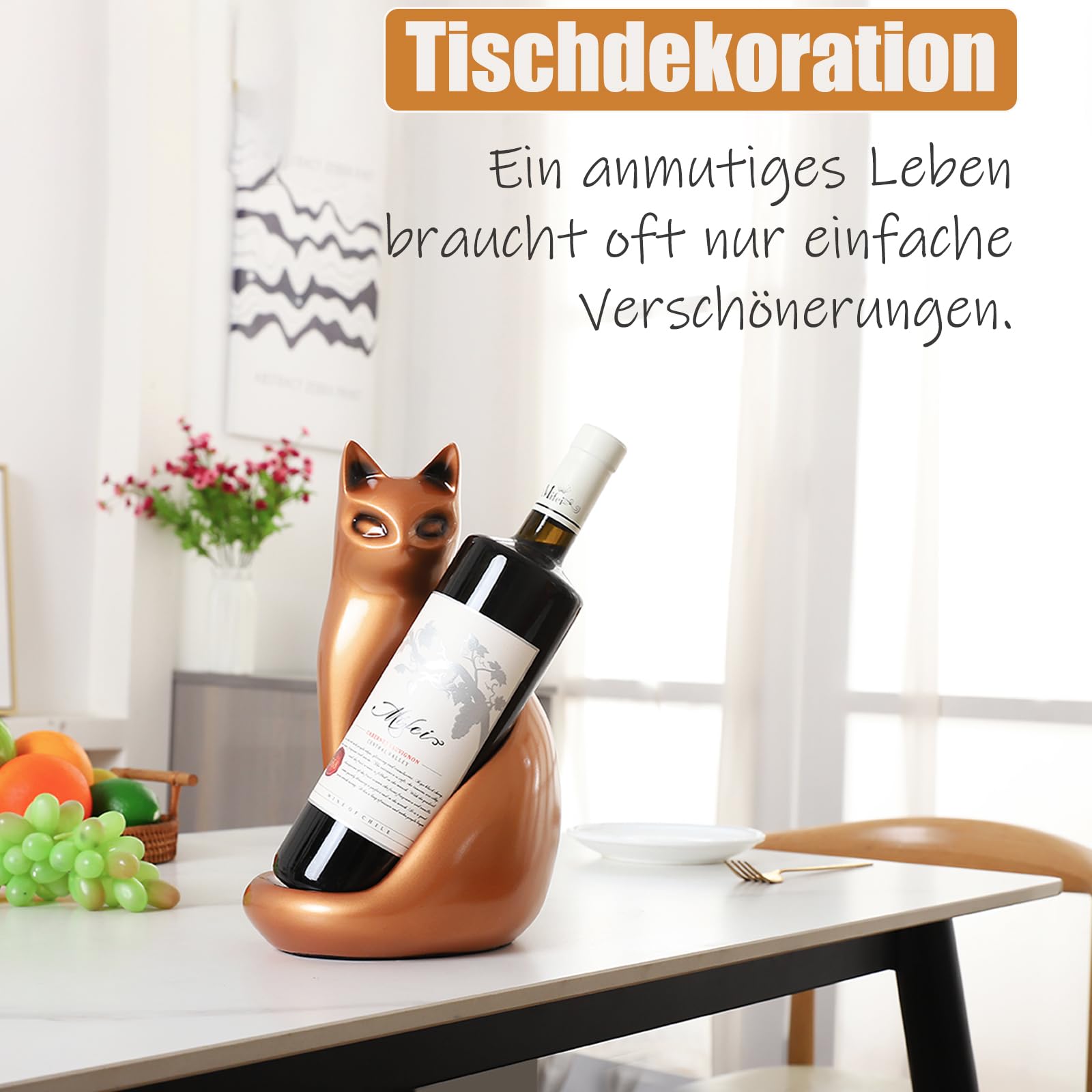 Weinregale Arbeitsplatte, Katzenstatue Dekor Geschenke für Frauen Männer Mädchen Katzenliebhaber, Kreativer Rotweinstand Perfekt für Tischplatte, Arbeitsplatte, Bar, Zuhause, Kupfer Flaschenregal