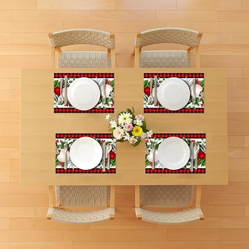 Miniatura 10 de Nepnuser Camino de mesa de Navidad a cuadros de búfalo negro y verde, 108 pulgadas de largo, decoración de Navidad, decoración de cocina para el