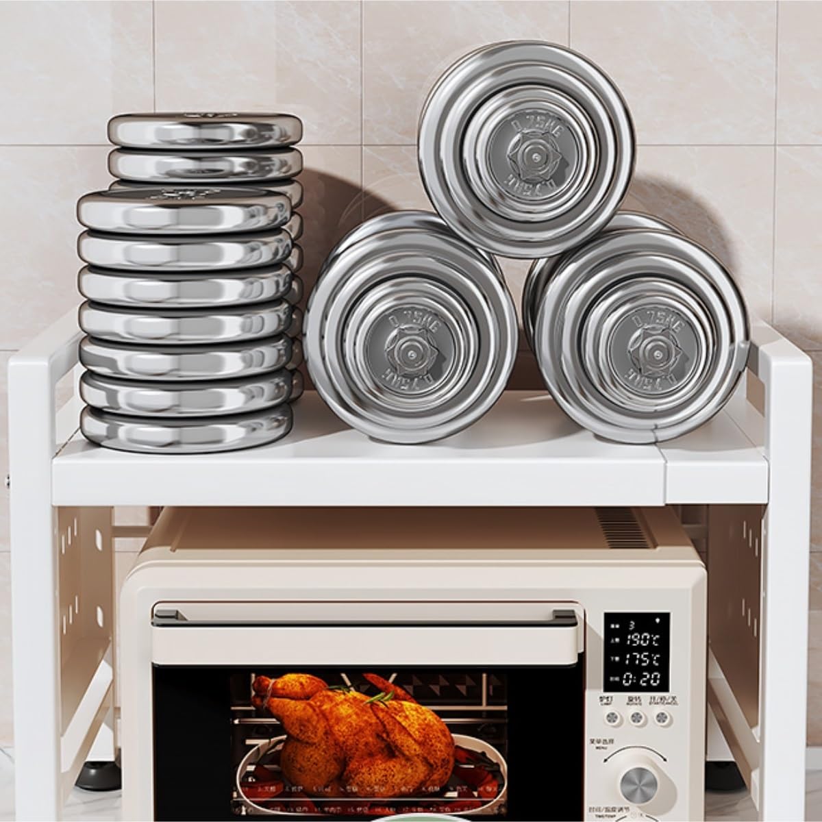 Soporte Microondas Estante For Horno Microondas, Cocina, Arrocera, Multifunción, Soporte For For Encimera Del Hogar, Almacenamiento Multicapa Organizador de Cocina(58cm)