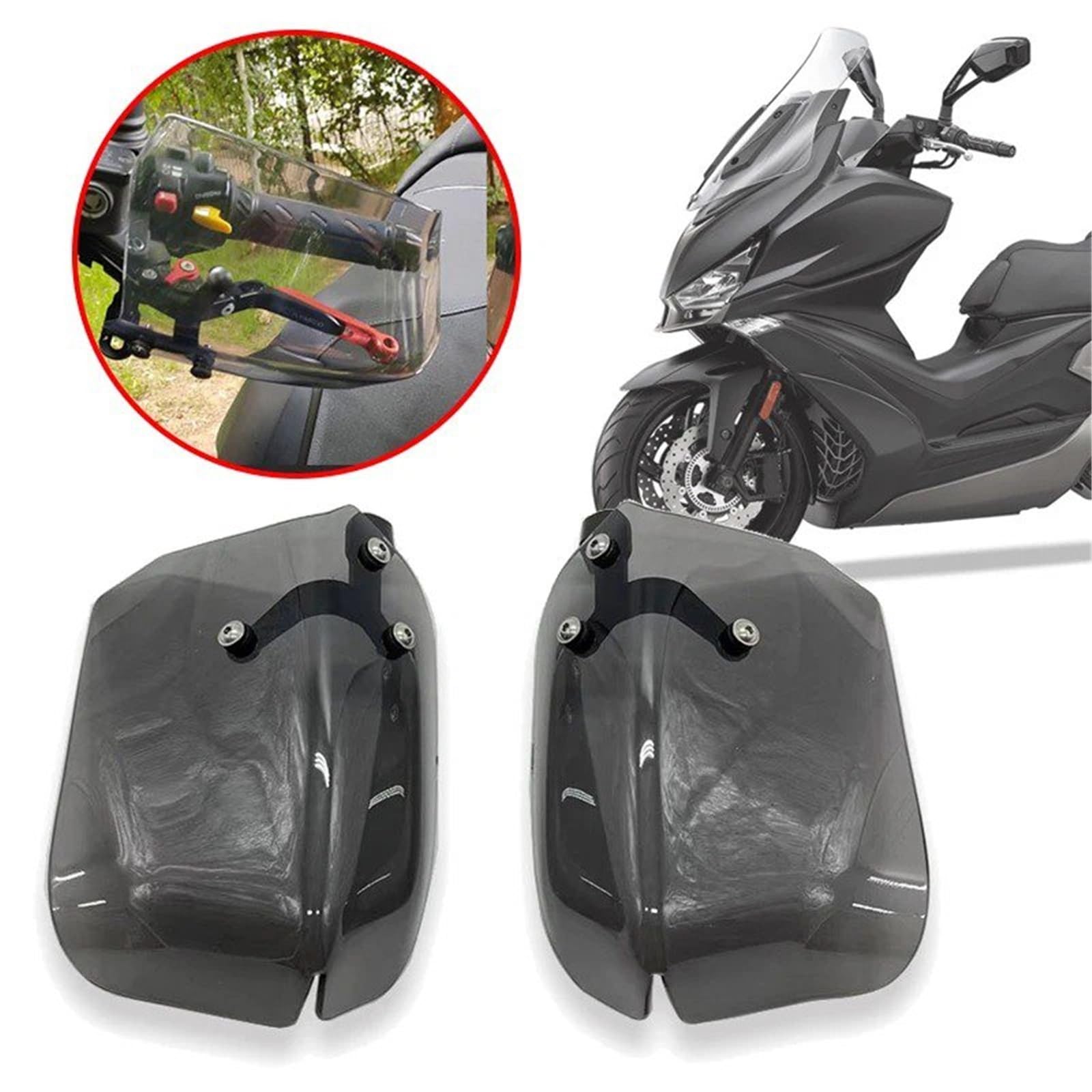 Motorrad Handschutz Für KYMCO Für XCITING 400i 2017-2021 Universal Motorrad Handprotektoren Winddichte Lenker Handschutz Griff Schutz Schild Handschützer(Black)