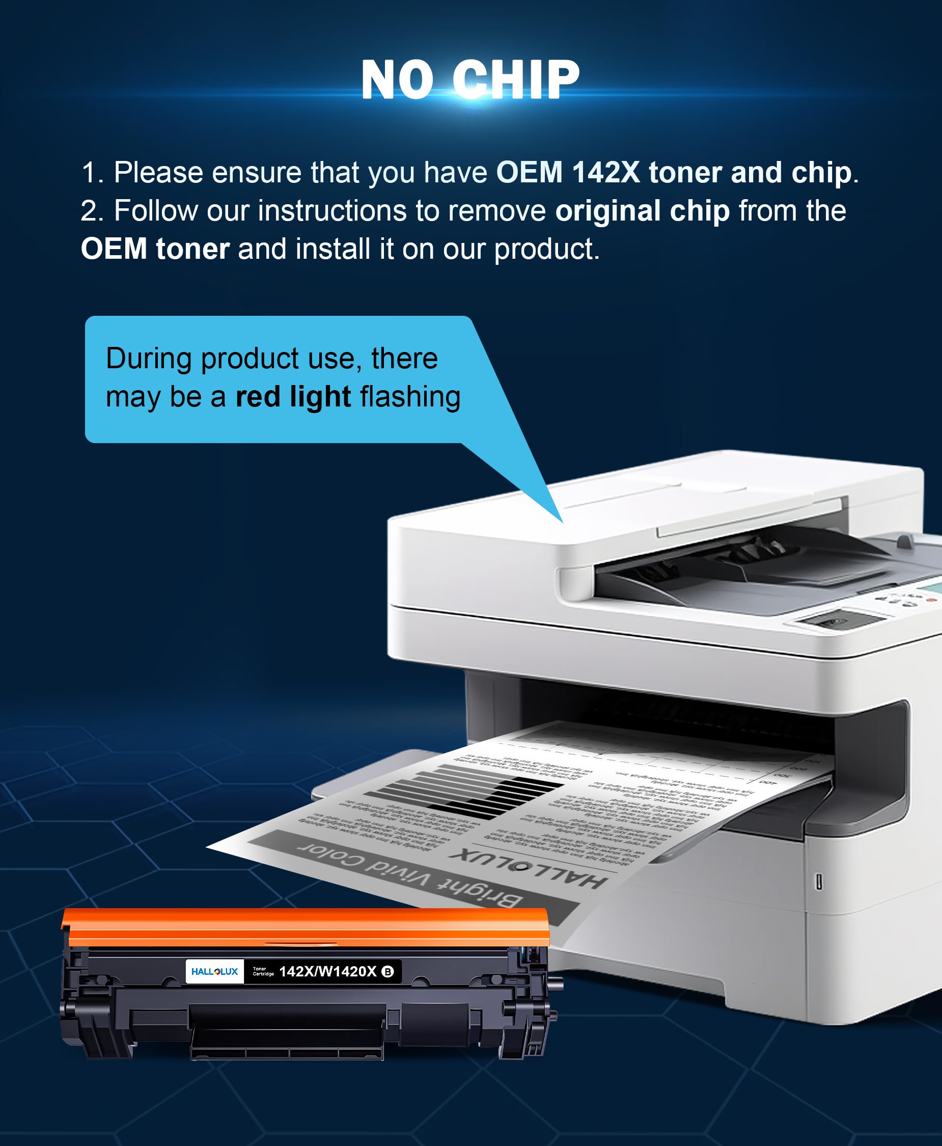 HALLOLUX 142X W1420X (SENZA Chip) Toner Laserjet Pro M110w 142X 142A (Nera)
