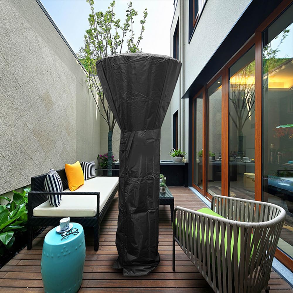 NUZAMAS Cubierta de calefacción de patio de 226 x 85 x 48 cm, cubierta resistente para calefacción exterior, impermeable, resistente al viento, cubierta protectora contra rayos UV, para calefacción