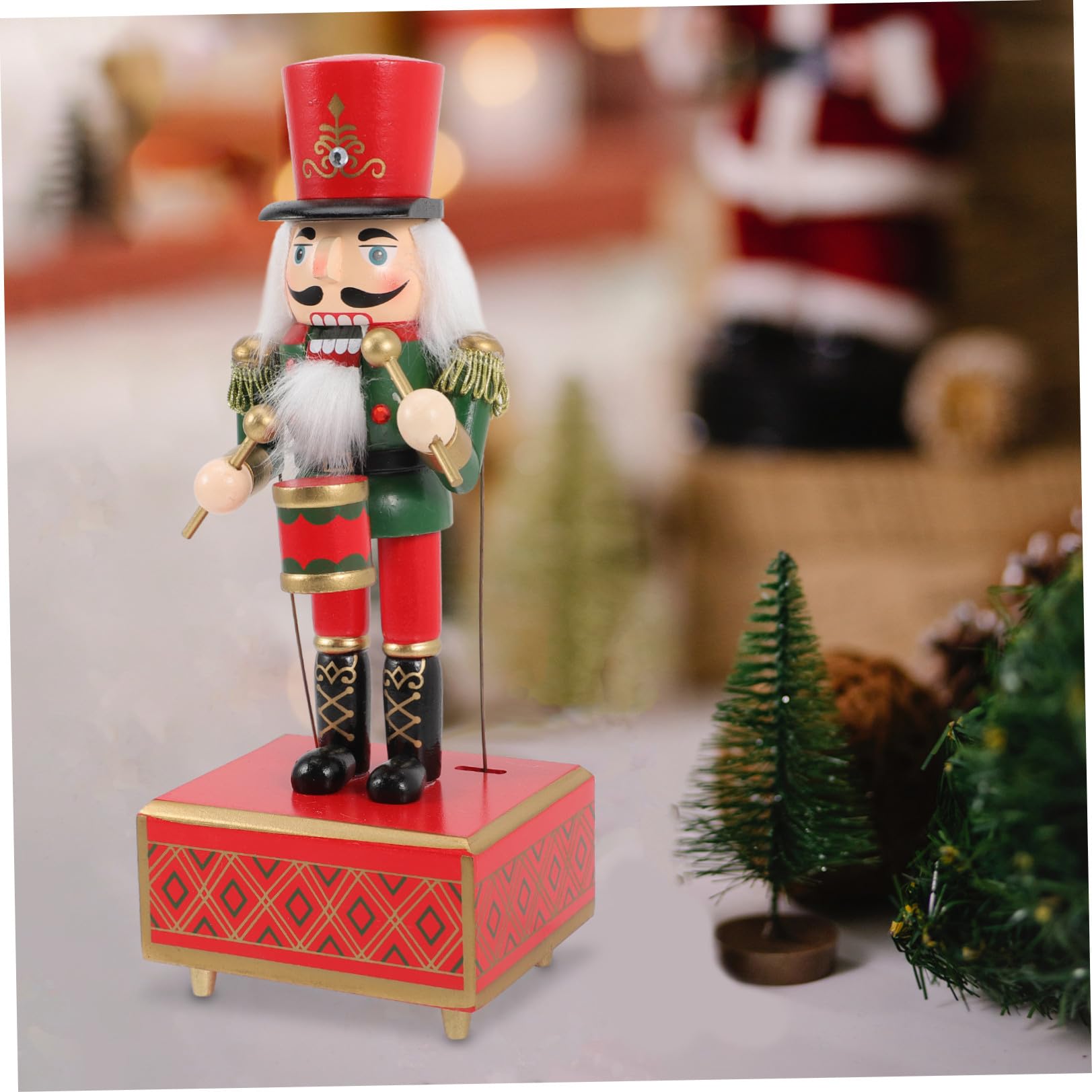 NUOBESTY Carillon in Legno per Natale Decorazione da Tavolo con Funzione di Riproduzione Musicale per Festa Natalizia e Regali Unici