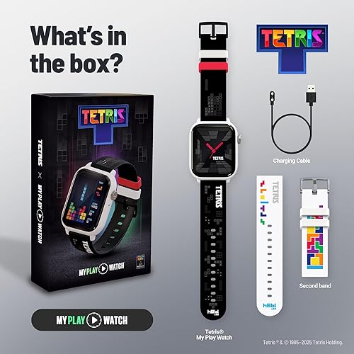 Miniatura 5 de Tetris My Play Watch - Reloj inteligente retro para juegos, sin WiFi o BT, Tetris integrado, caras de reloj personalizadas, sonido arcade clásico,