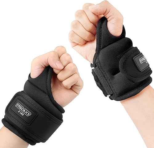 Frelaxy Pesas de muñeca con trabillas para el pulgar para hombres y mujeres, 1 libra, 2, 2 libras, 2 libras, 3 libras, 2 pesas de tobillo, guantes