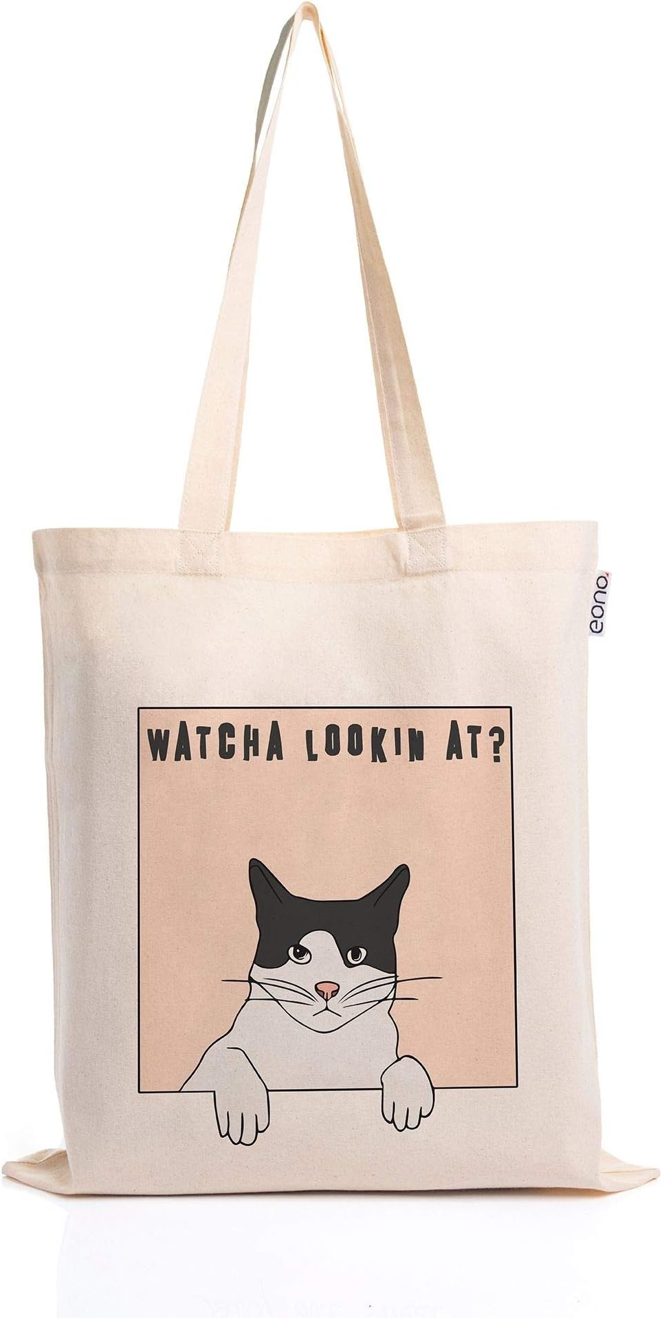 Amazon Brand- Eono, 100% Cotton Cloth Bag,Reusable Tote Bags,Shopping Bag For Grocery, Vegetable Bag For Shopping, Aesthetic Carry Bag, Aesthetic Bags For College, Folding Bag - Style1