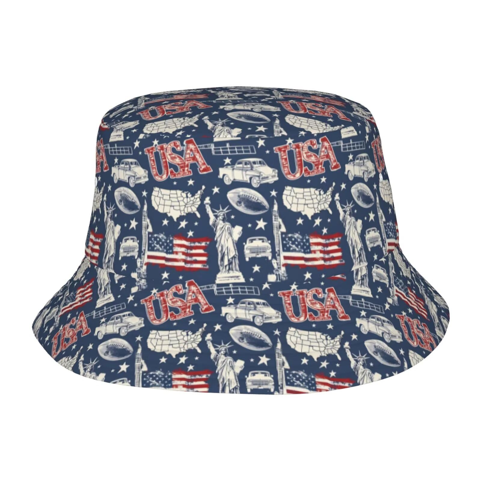 USA Flag Bucket Hat, American Flag Fisherman Hat Independence Day 4th of July Sun Hat Outdoor Cap for Men Women