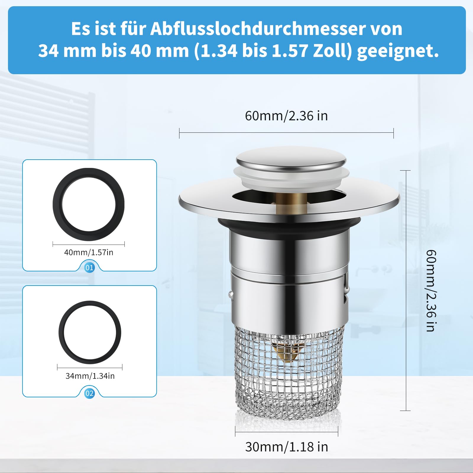 Abflussblasen-Set 3-teilig – Mit Wasserstoppventil, Adaptern & Schlauch, Für Verstopfungen Bis 6 Zoll