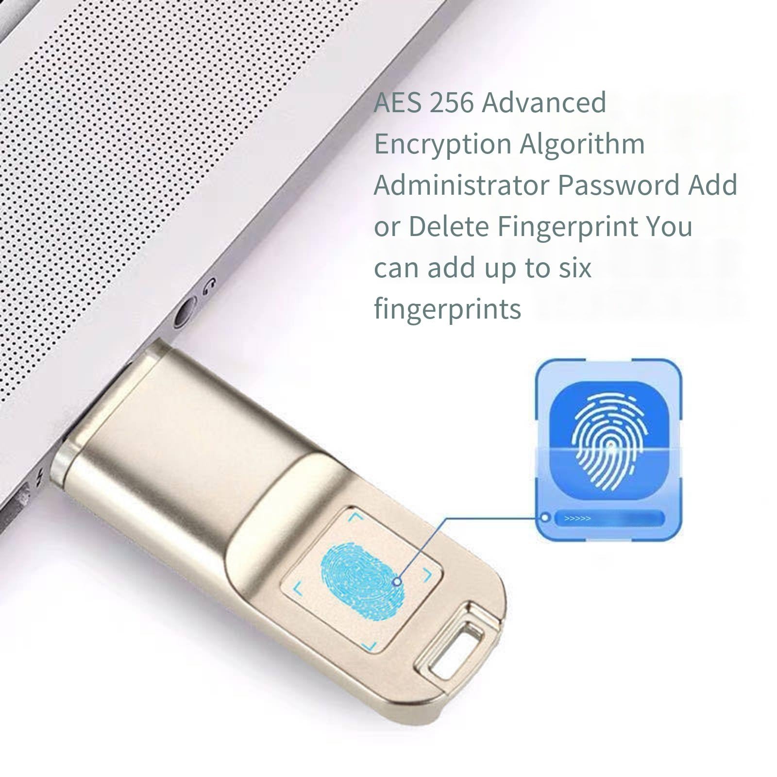 Chiavetta USB crittografata con impronte digitali, dispositivo di archiviazione antifurto in metallo, opzioni da 32 GB/64 GB/128 GB/256 GB, ideale per uso aziendale e ufficio