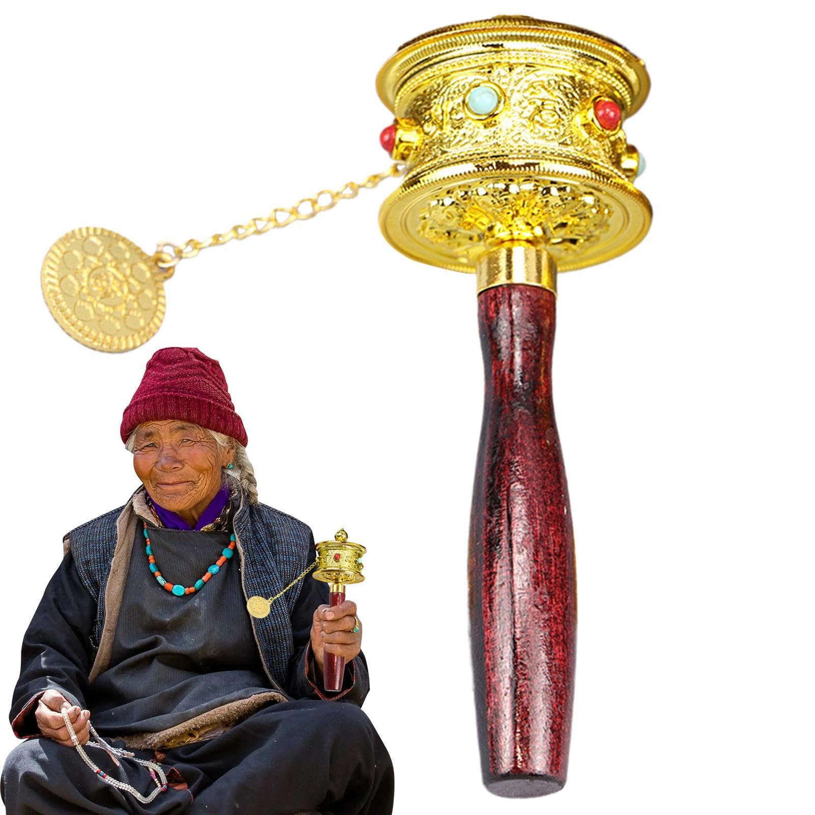 Ruota Di Preghiera A Mano - Ruota Di Preghiera Buddista Tibetana, Strumento Di Meditazione Portatile, Cilindro Di Mantra Sacro, Dispositivo Di Benedizione Religiosa | Strumento Portatile Per La Pratic
