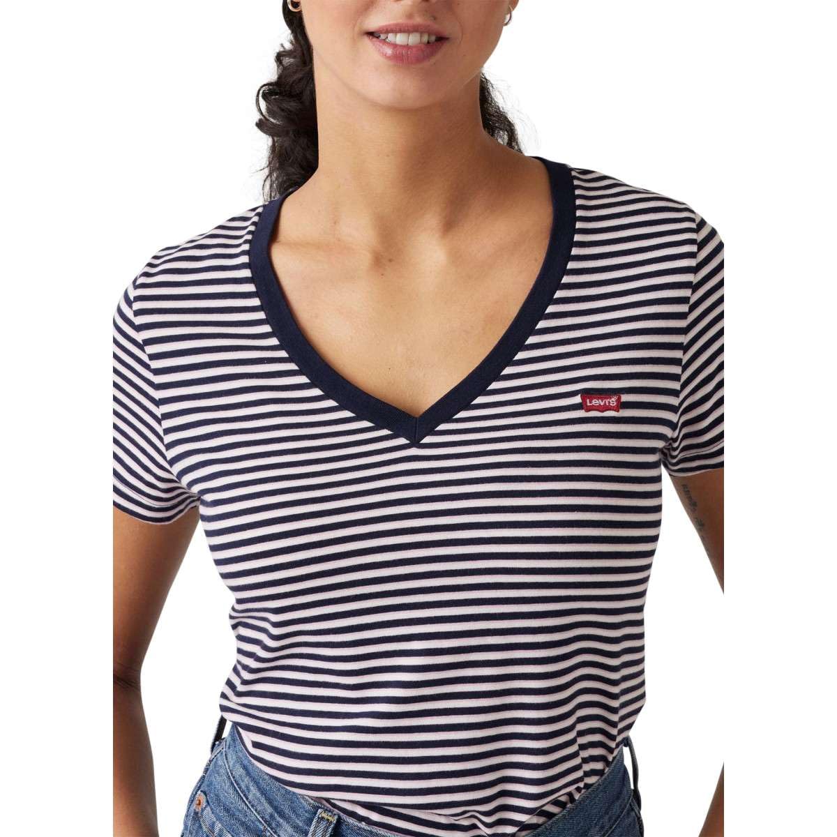 Levi's Perfect Vneck Indigo Stripe Navy Blazer, Indigo Stripe Navy B, XL