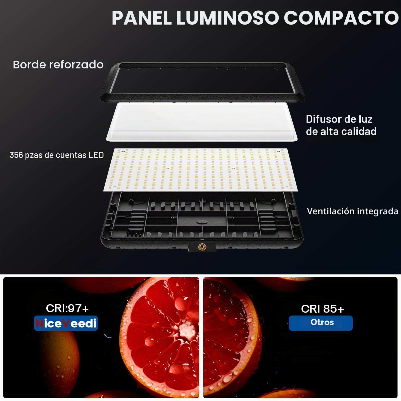 NiceVeedi Iluminación de fotografía de 25 W, Kit de 2 Paneles de luz LED de Video de 185 cm, luz de Estudio Regulable de 2900-7000 K con trípode, luz de transmisión para grabación de Video de Youtube