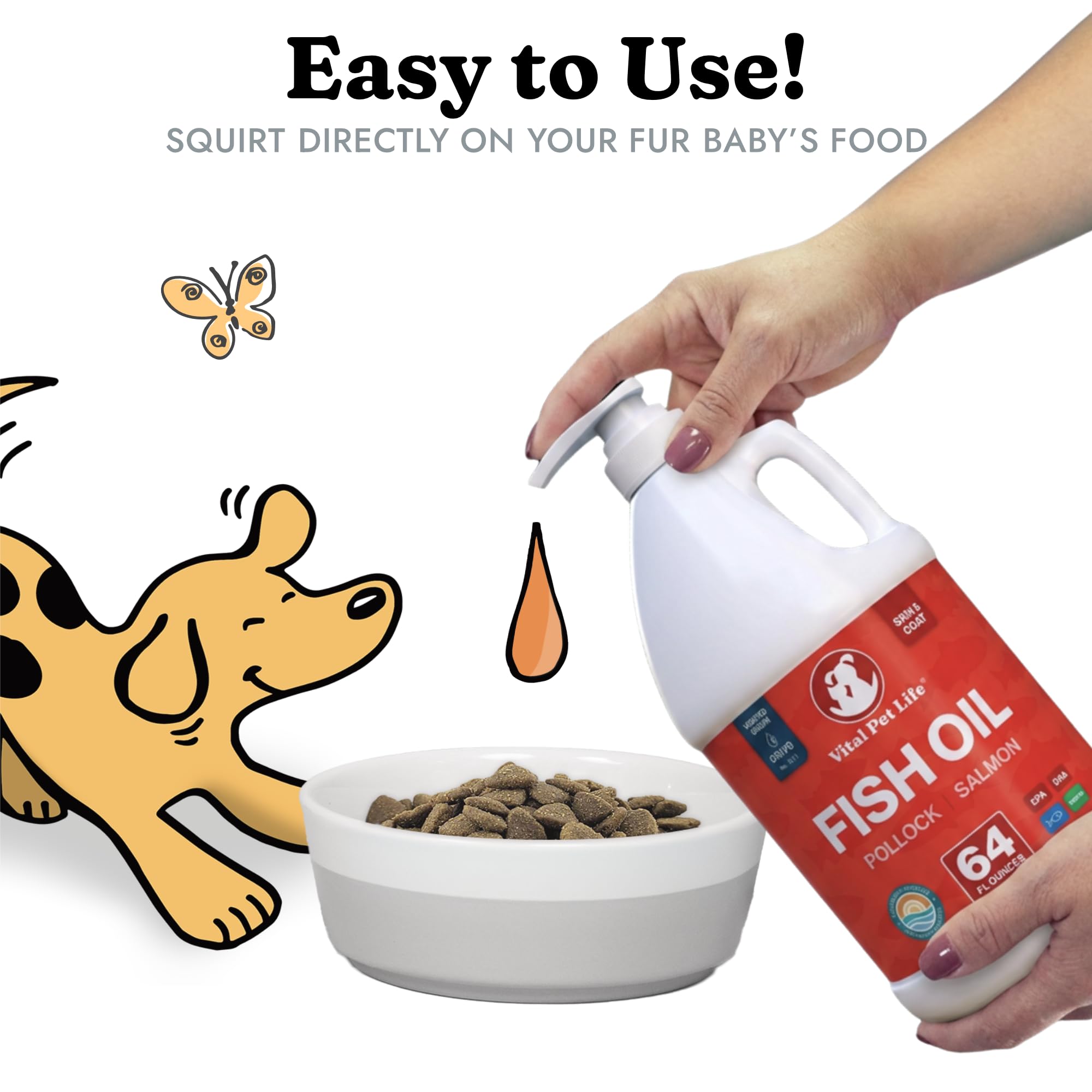 Fish Oil for Dogs, Healthy Skin & Coat Salmon Pollock Liquid Omega 3, 64 oz — Amazon image 3