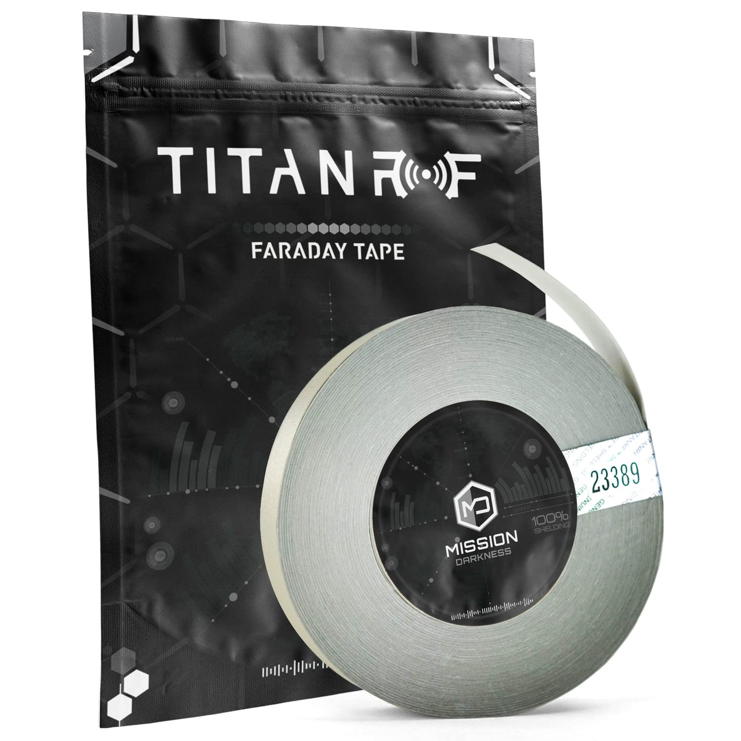 Mission Darkness TitanRF Faraday Tape // 1in W x 164ft L (2.54cm x 50m) High-Shielding Conductive Adhesive Tape Roll Used to Connect TitanRF Fabric Sheets or Seal RF Enclosures