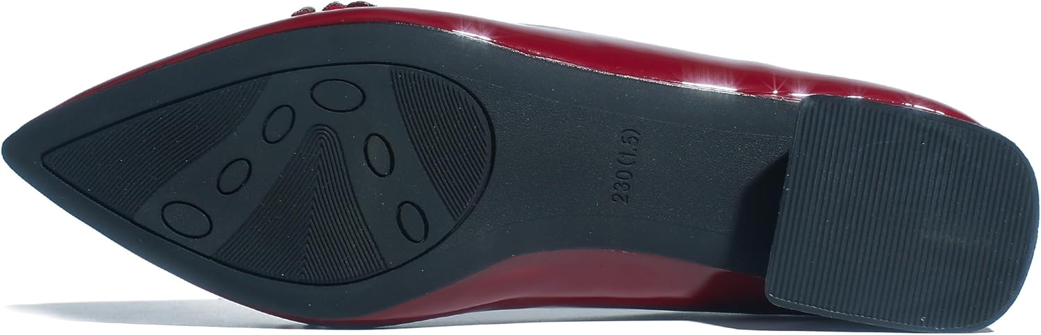 Women's Rhinestone Fashion Pointed Toe Pearl Diamond Low Heel Dress Wedding Work Business Dance Pumps - Image 5