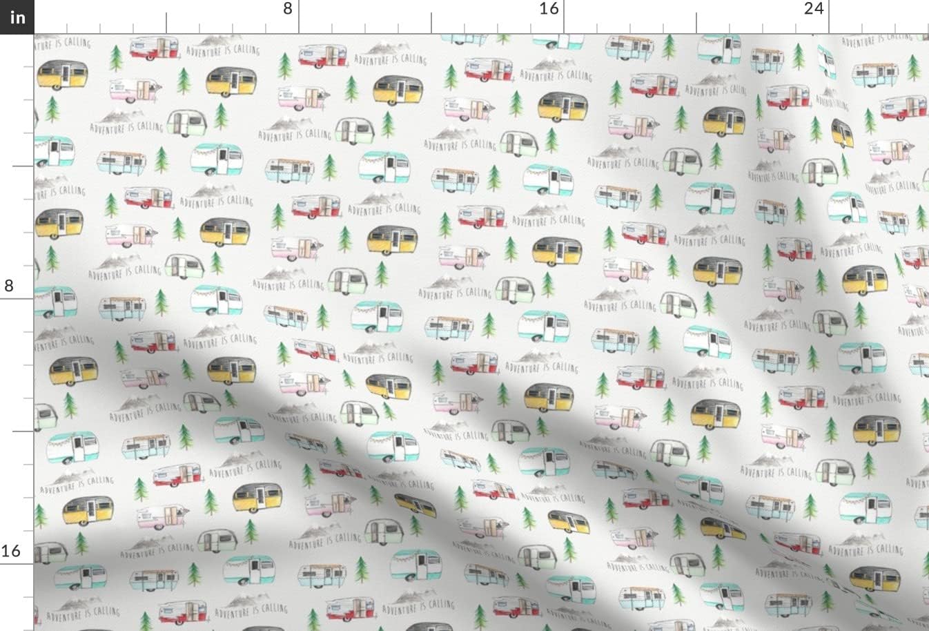 Spoonflower Fabric - Retro Campers Adventure Outdoors Travel Explore Camping Printed on Minky Fabric by The Yard - Sewing Baby Blankets Quilt Backing Plush