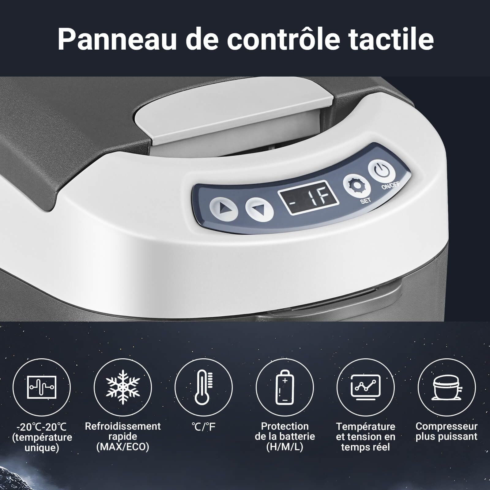 AAOBOSI Glaciere électrique 15L, 12/24V Réfrigérateur de Voiture à Compresseur, -20℃ à 20℃ Glacière à Compression, Frigo pour Voiture, Camion, Camping, Voyage