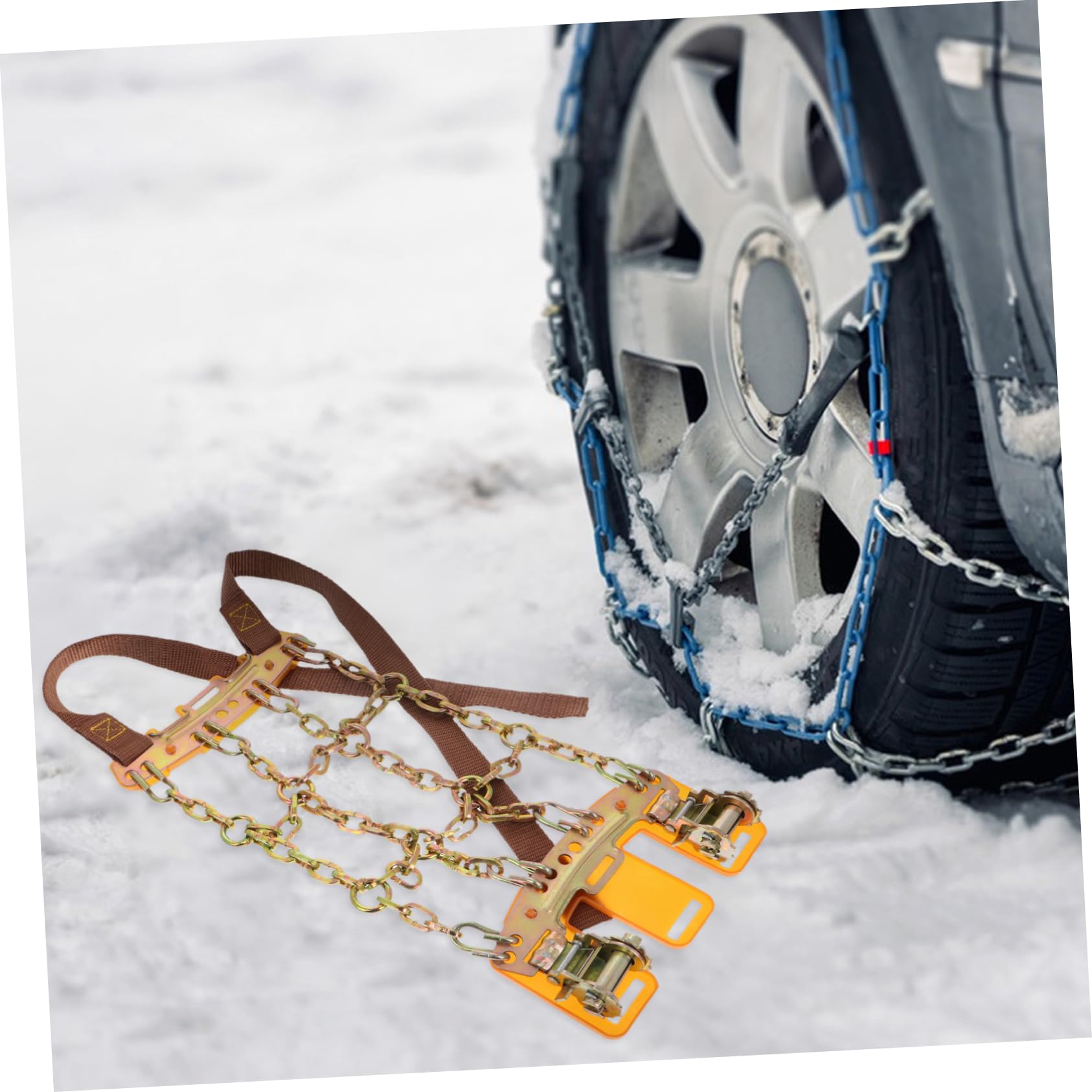 ULTECHNOVO Catene da Neve Antislittamento Regolabili in Acciaio Manganese per Auto e Suv, Catene di Trazione Ruote per Emergenza Neve e Fango (pneumatici 165-205 Mm