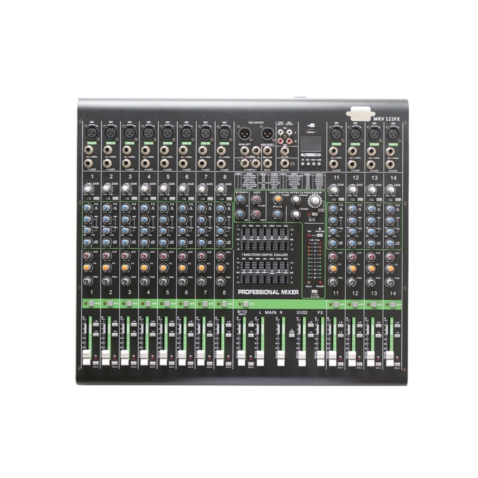 Mezclador de audio, Consola mezcladora USB de DJ 12/8 canales, 16DSP, ecualización 7 etapas for grabación presentaciones en conferencias(8 Channel Mixer)