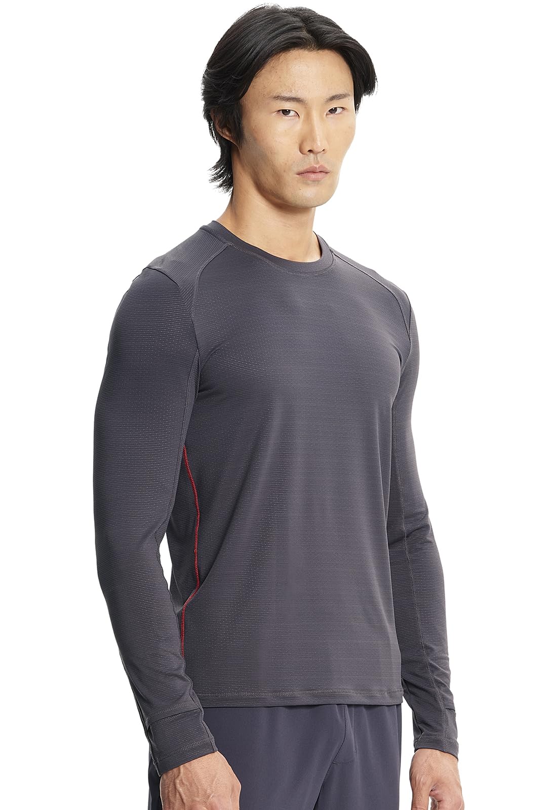 Infinity IN608 - Camiseta de manga larga con cuello redondo para hombre, costuras de contraste en las costuras laterales