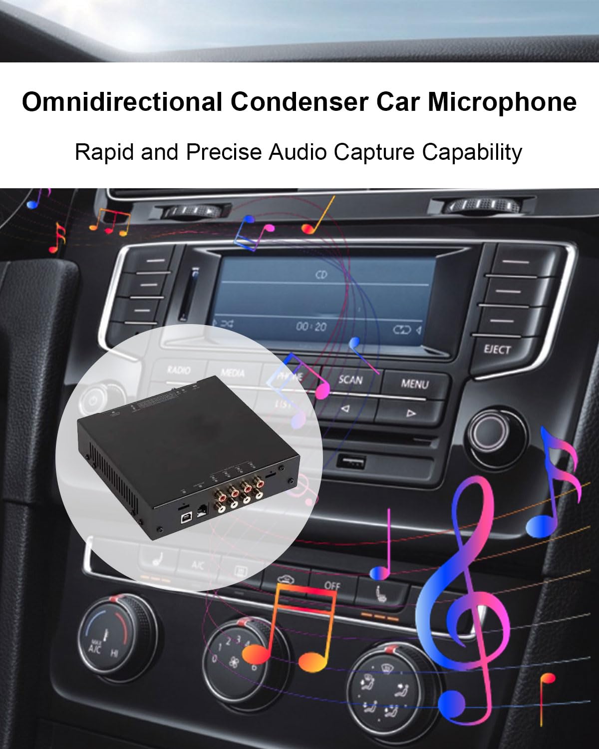 Microphone Voiture 3,5 mm Externe avec Pince en U Compatible avec Sony Pioneer Kenwood JVC Alpine, Micro de Rechange pour Autoradio GPS DVD, Câble de 3M avec Adaptateur 3,5 mm vers 2,5 mm - 4