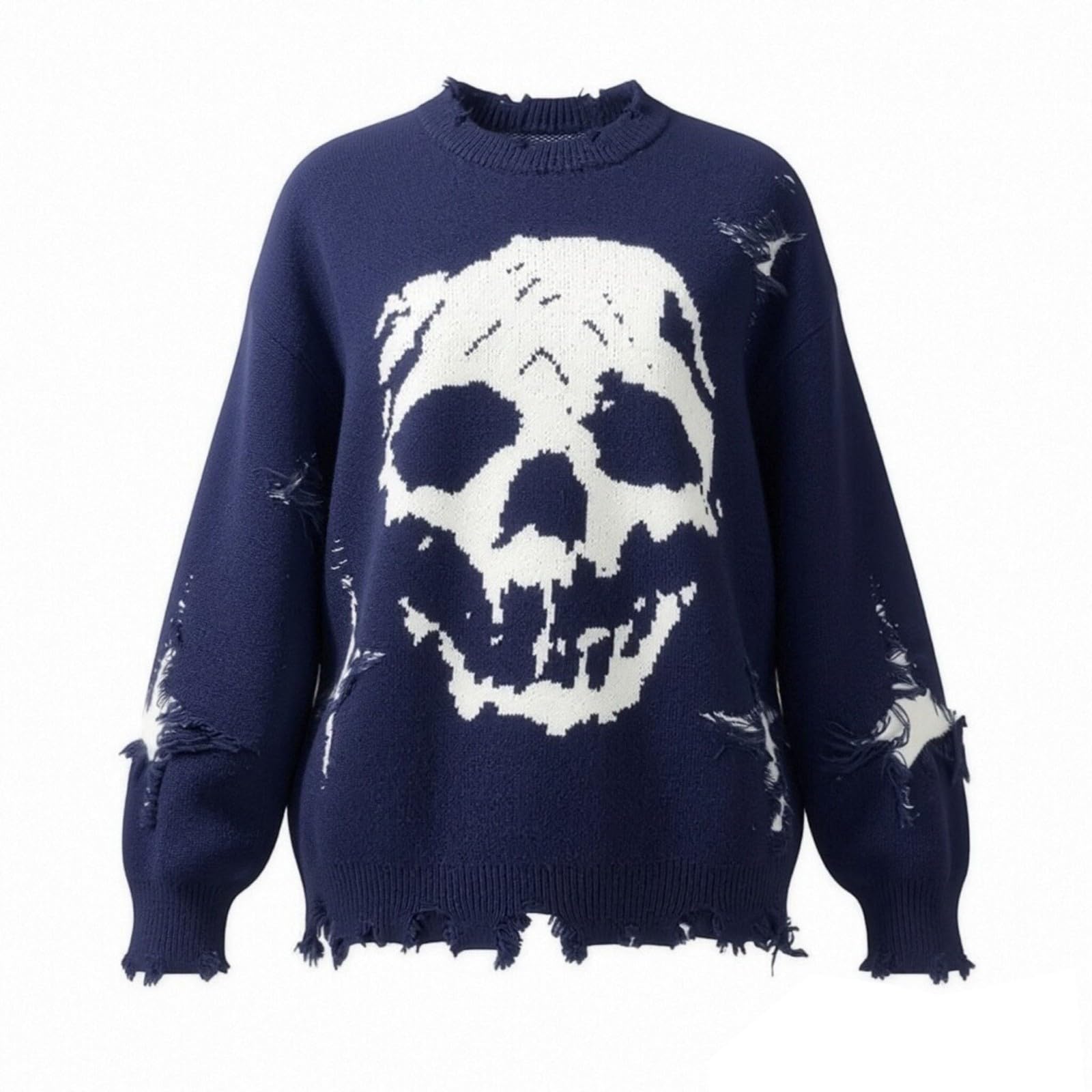 Cappotto Girocollo da Uomo con Stampa Scheletro Maglione Oversize da indoss