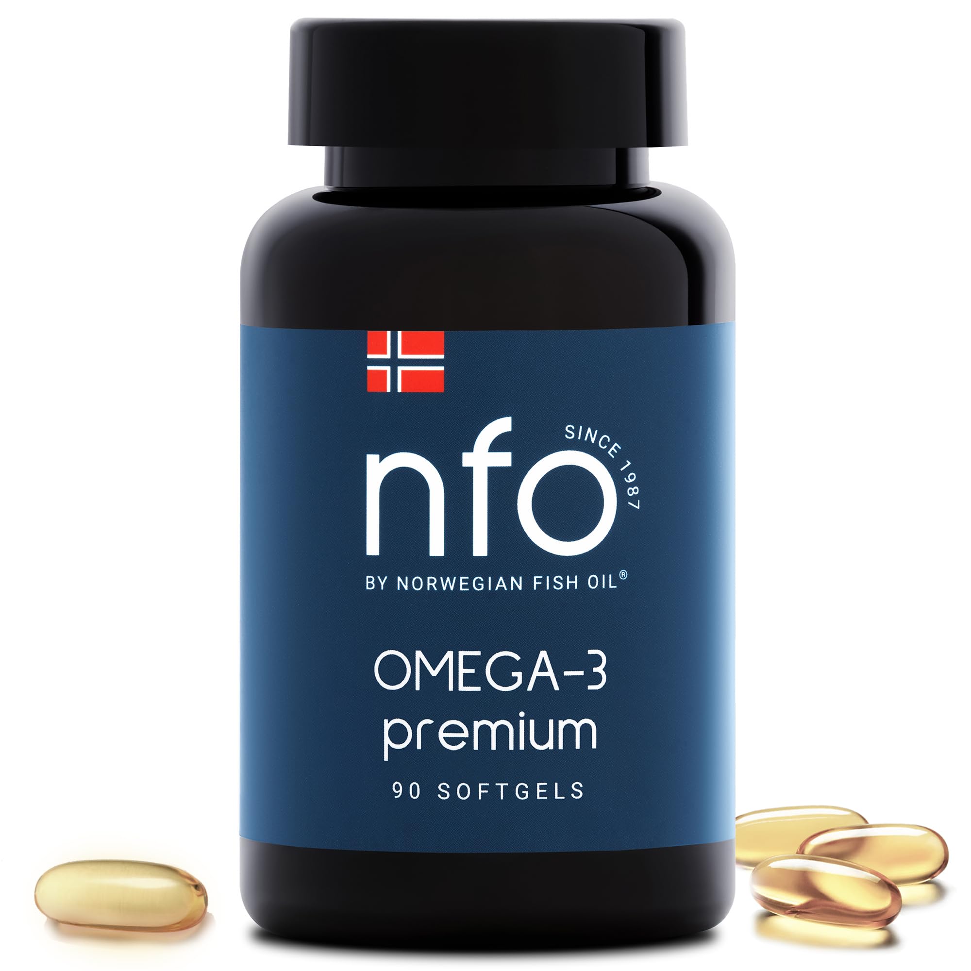 NFO Omega 3 Premium - Gélules Omega 3 Hautes Doses avec EPA & DHA - 90 | Huile de poisson Omega 3 gélules hautement dosées, huile d'oméga 3 à base d'huile de poisson avec EPA et DHA sous forme de TG