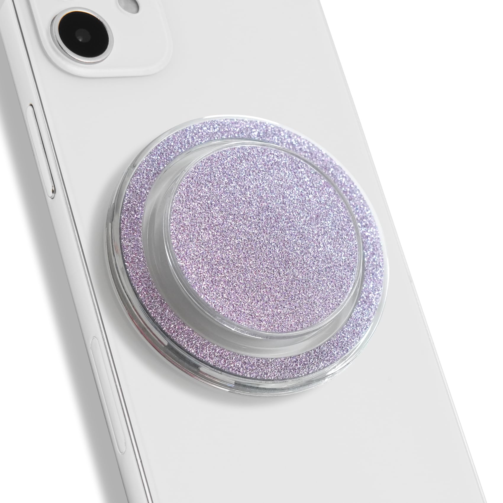 On The Grip Bling Bling Glitter Phone Grip & Stand - Elegant Magsafe Compatible Phone Holder for Secure Grip and Hands-Free Viewing (Violet)