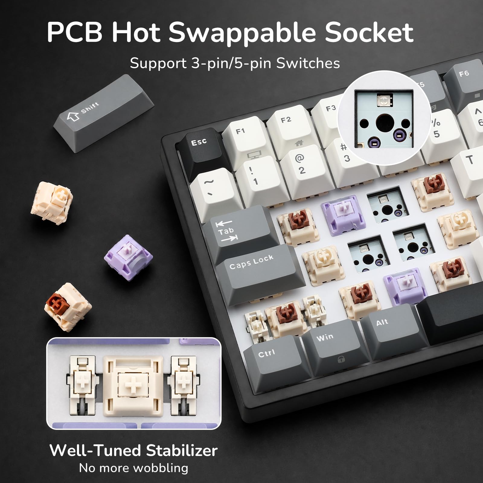 RK ROYAL KLUDGE RK84 Kabelgebundene 75% TKL RGB Hot Swapable Mechanische Gaming-Tastatur,US QWERTY