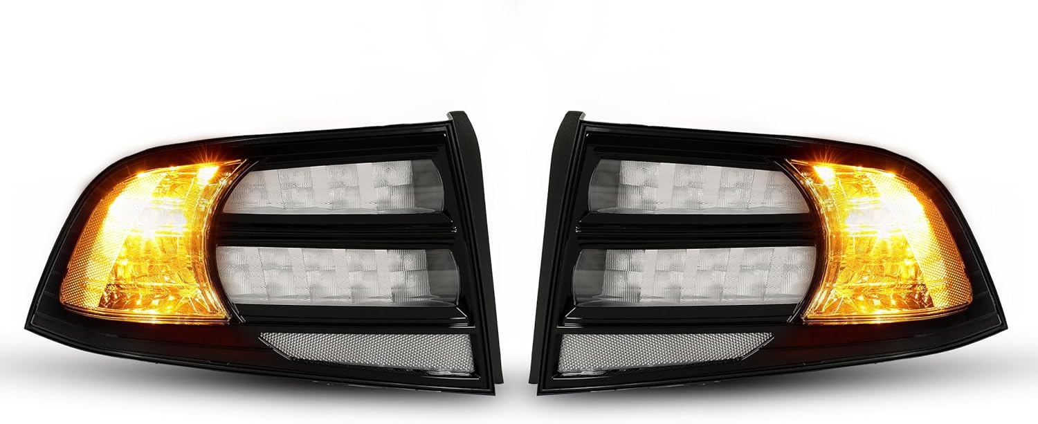 KUAFU Tail Lights Compatible with 2004-2008 Honda Acura TL Rear Tail Lamps Taillights Driver and Passenger Side - Clear Lens & Black Housing