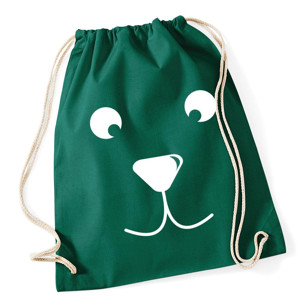 Hippowarehouse Bear Face Drawstring Cotton School Gym Bag 37cm x 46cm, 12 litres
