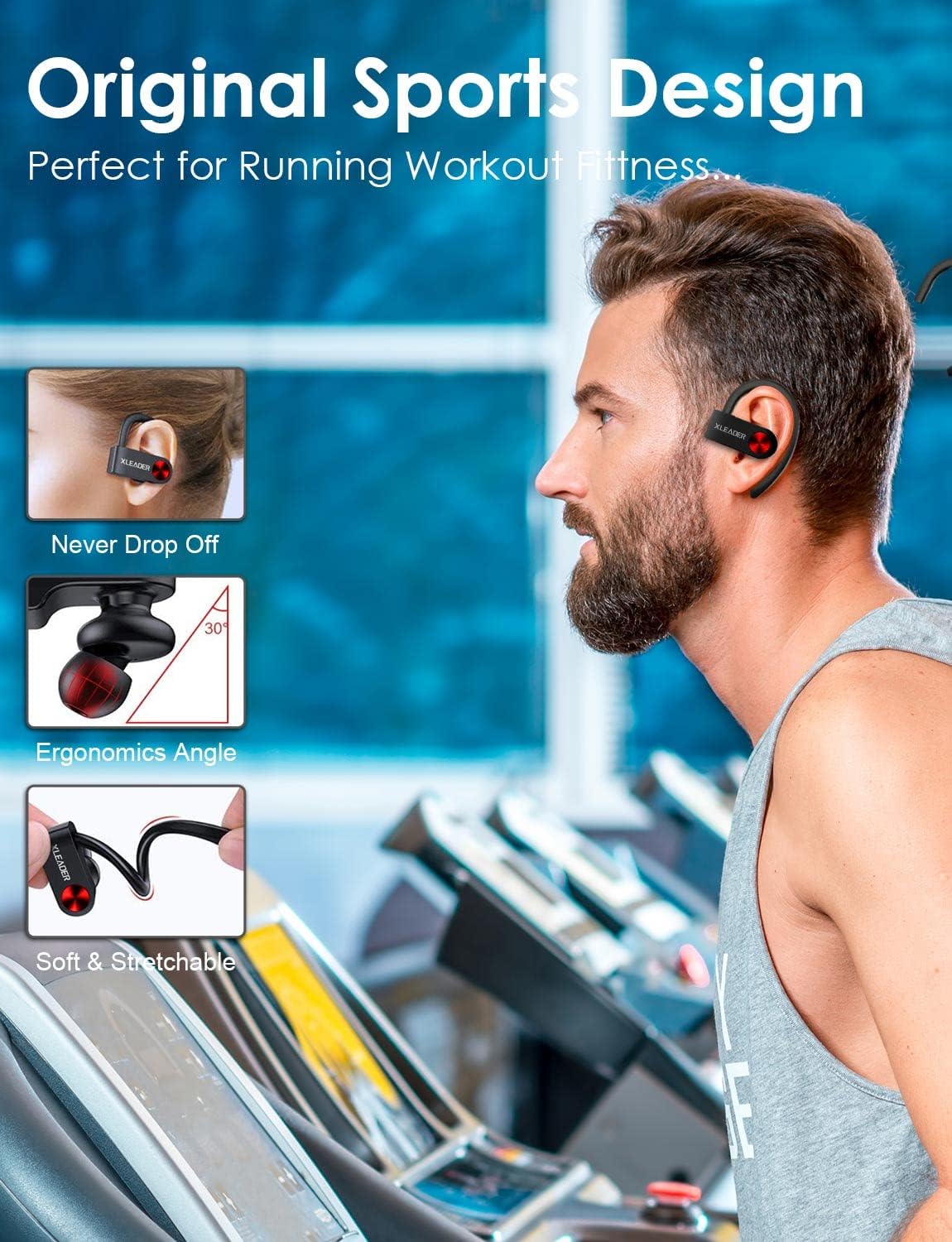 🔥 Hоt Dеаlѕ XLeader Sport3 Pro IPX7 Waterproof Sports Wireless Earbuds HiFi Bass Bluetooth Earphones with Smart LED Display Charging Case 48h Playtime Type-C 6 Pairs Ear Tips, for Running Workout Fitness Gym