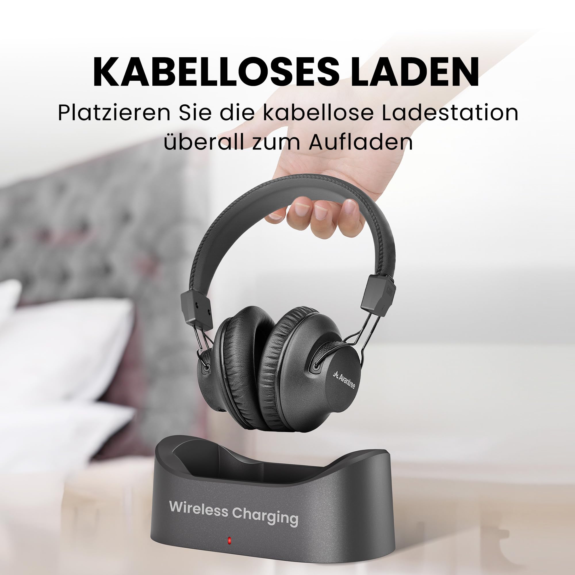Avantree HT5009 Plus – Kabellose TV-Kopfhörer für Fernseher mit optischem oder AUX-Audioausgang, klare Sprachwiedergabe und Lautstärkeanhebung, komfortabler Over-Ear-Sitz, 60 Std. Akkulaufzeit