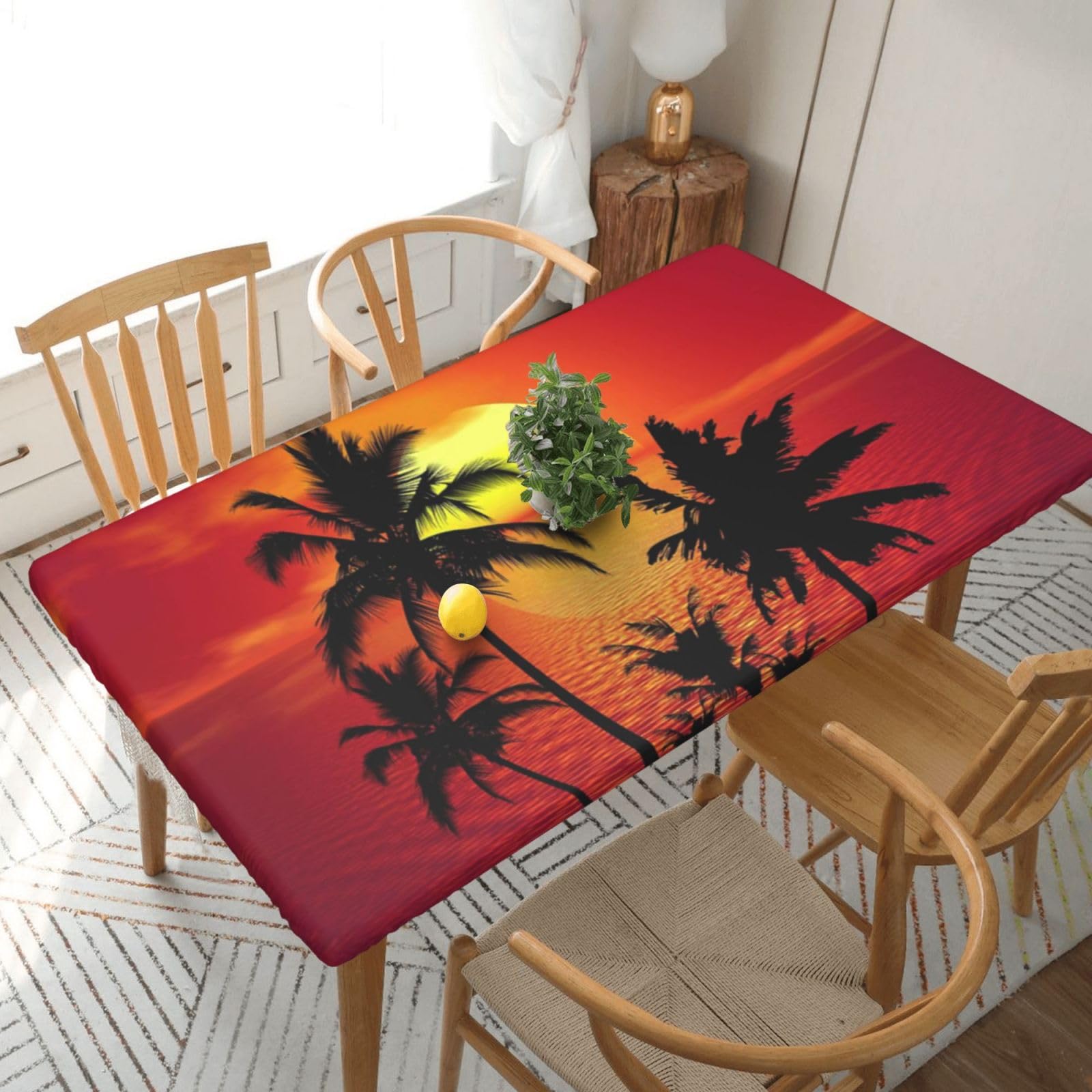 BNVSADC Tropical Sunset Printed 5FT Tablecloth Polyester Kitchen Water Resistant Table Cloth Dining Table Decoration Table Covers, 152x76 CM