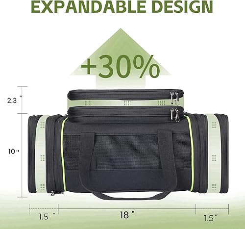 Miniatura 2 de Transportador de mascotas aprobado por aerolíneas para perros pequeños y gatos  Transportador de viaje plegable ligero de lados suaves con malla de