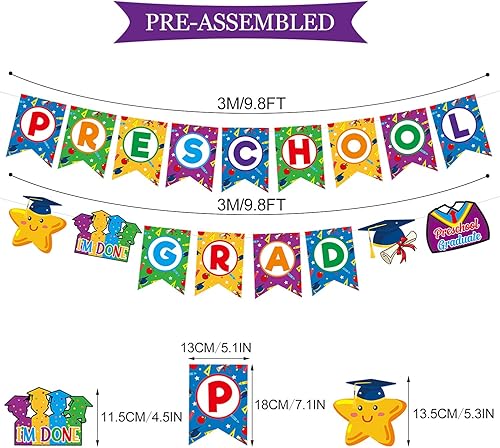 Miniatura 2 de PTFNY Banner de graduación preescolar 2023 guirnalda de graduación preescolar 2023 para niños 2023 decoraciones de fiesta de graduación preescolar