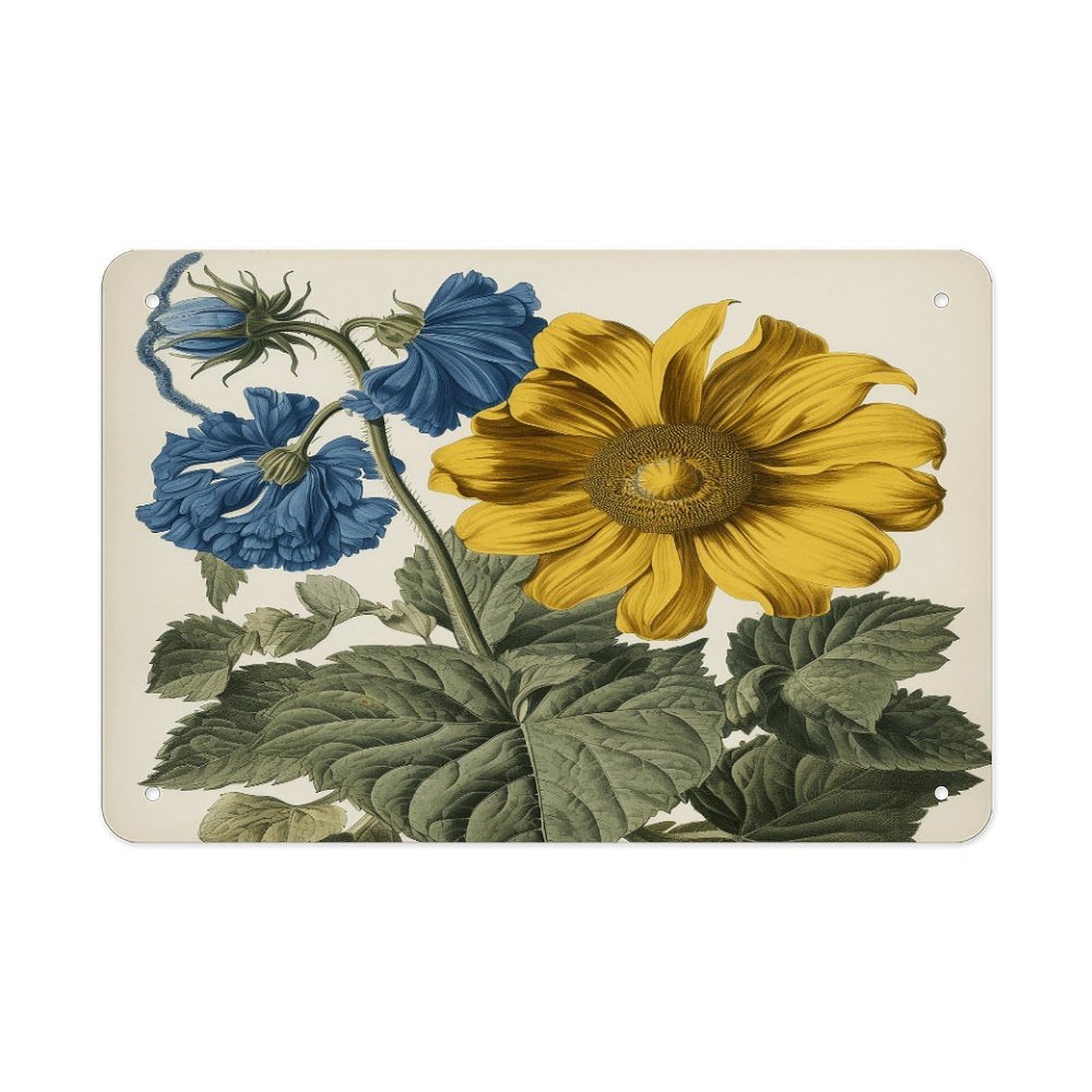 Fodpand Style A Yellow Flower Stem Wall Art Metal Signs Tin Sign