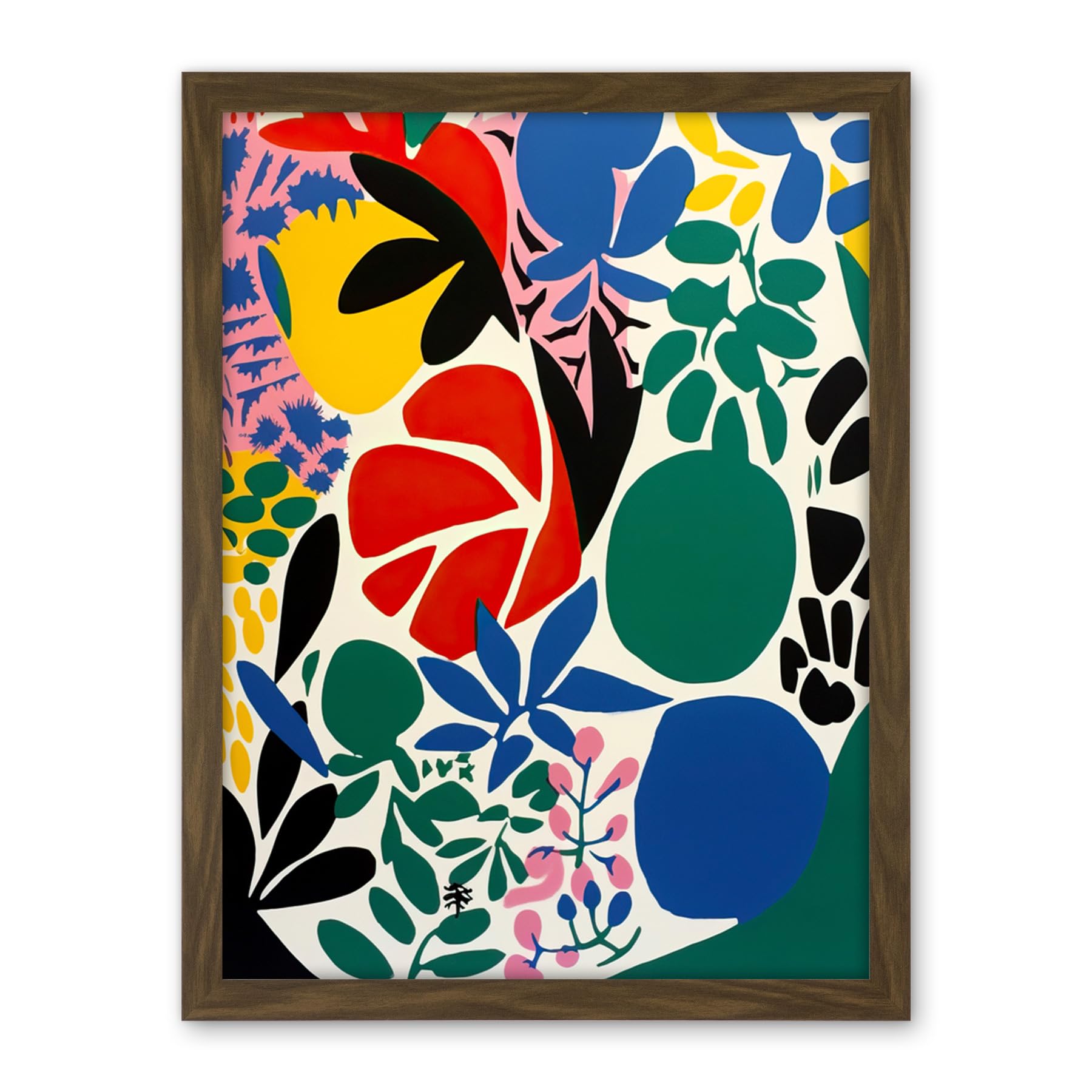 Artery8 Botanical Garden Henri Matisse Inspired Acrylic Painting Abstract Bright Shapes Artwork Framed Wall Art Print 18X24 Inch