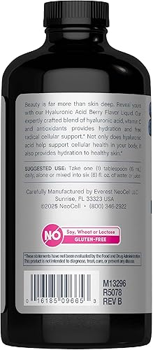 Miniatura 3 de NeoCell Líquido de bayas de ácido hialurónico con vitamina C 16 onzas líquidas 32 porciones el paquete puede variar