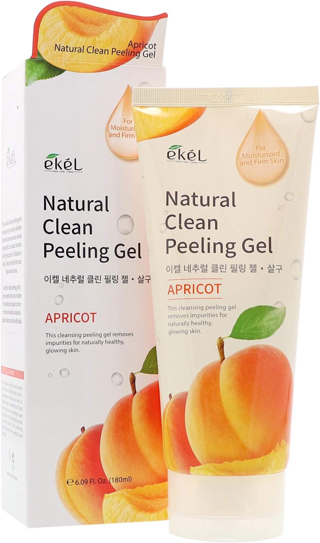Natural Clean Peeling Gel With Apricot and Green Tea Extract - Exfoliates, Moisturizes & Brightens - Removes Impurities for Naturally Healthy, Glowing Skin, 6.09 oz