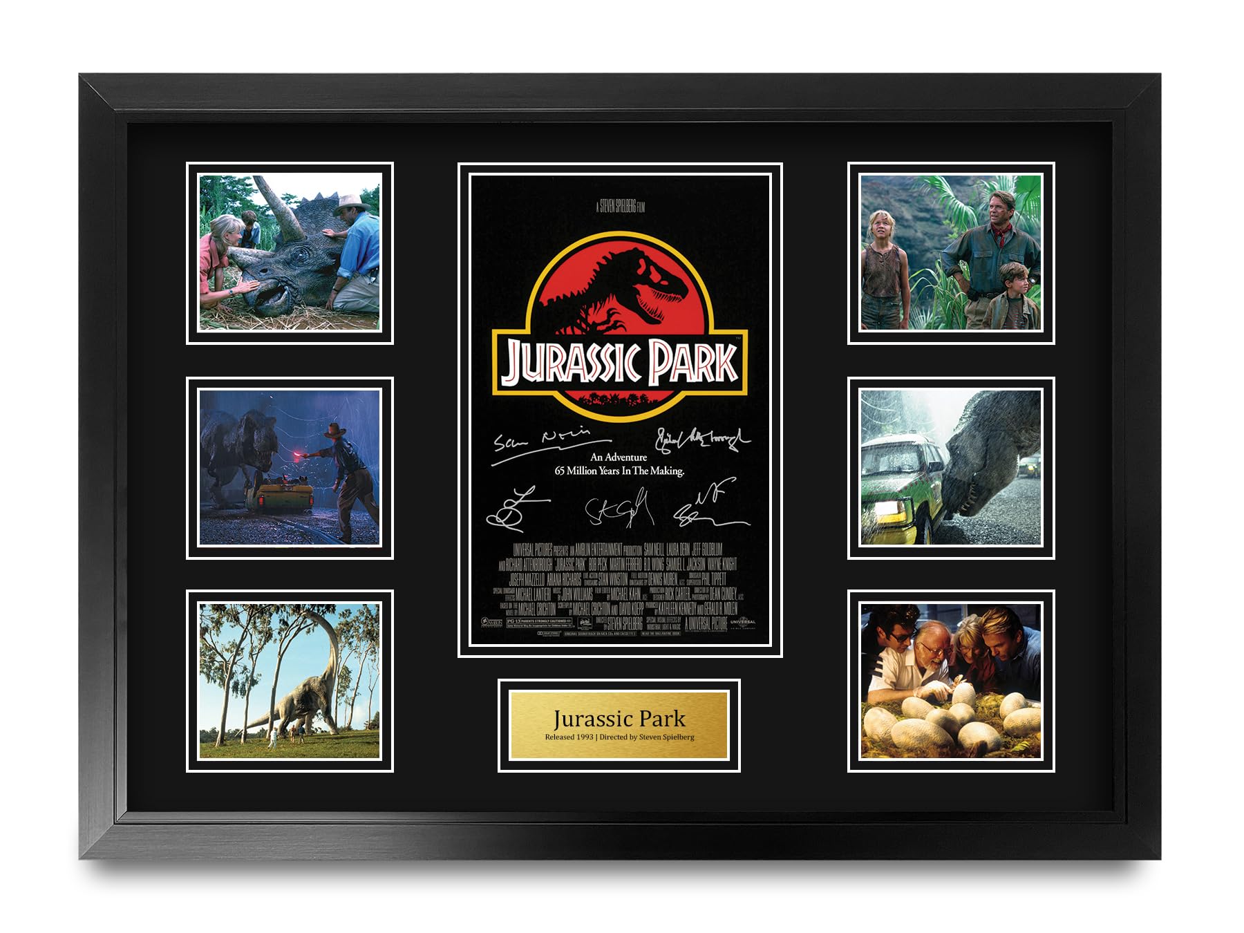 HWC Trading Jurassic Park Geschenke Geducktes Signiertes Autogramm Präsentationsdisplay für Fans von Film Memorabilien - A2 Gerahmt