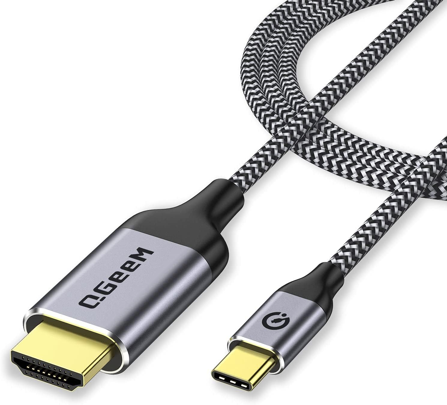 QGeeM USB C to HDMI Cable Adapter 6FT 4K, USB Type C to HDMI Thunderbolt 3/4 Compatible for iPhone 16, Galaxy, MacBook Pro/air, IPad pro, Surface,Dell XPS, HP, Thinkpad, Pixelbook, and More